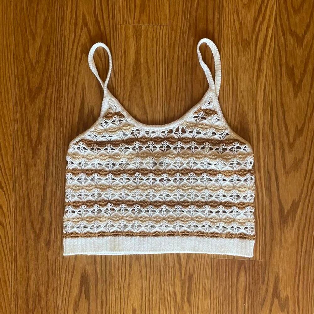 Willow & wind brown and cream crochet top